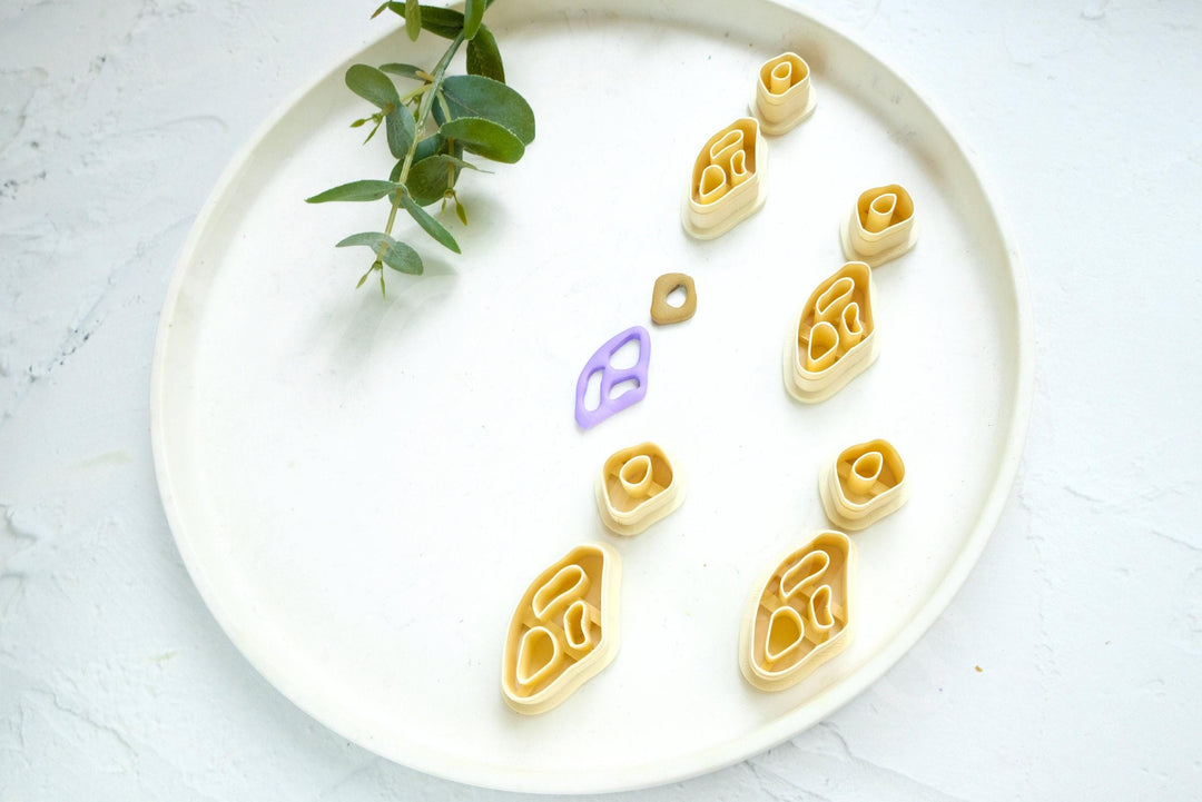 Boho Polymer Clay Earring Cutter Set – Organic Shape Clay Cutters, 2pc Mini DIY Jewelry Making Tools, 3D Printed