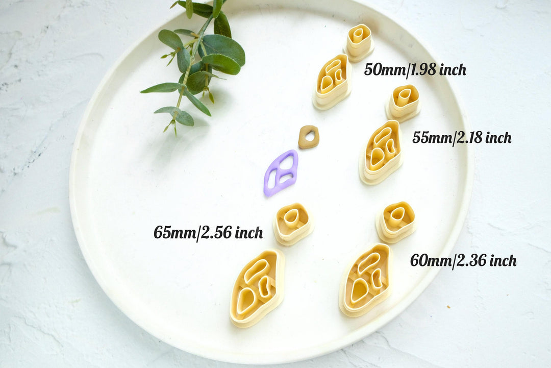 Boho Polymer Clay Earring Cutter Set – Organic Shape Clay Cutters, 2pc Mini DIY Jewelry Making Tools, 3D Printed