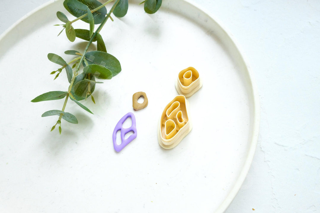 Boho Polymer Clay Earring Cutter Set – Organic Shape Clay Cutters, 2pc Mini DIY Jewelry Making Tools, 3D Printed