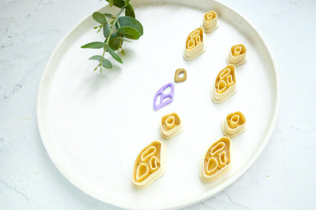 Boho Polymer Clay Earring Cutter Set – Organic Shape Clay Cutters, 2pc Mini DIY Jewelry Making Tools, 3D Printed