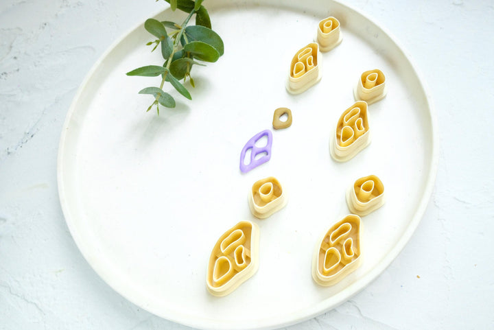 Boho Polymer Clay Earring Cutter Set – Organic Shape Clay Cutters, 2pc Mini DIY Jewelry Making Tools, 3D Printed