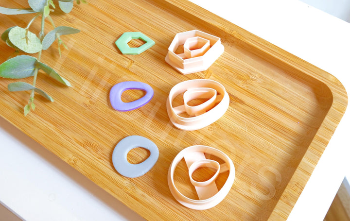Organic Shape Polymer Clay Cutters: Boho Earring, Hair Clip (3pc)