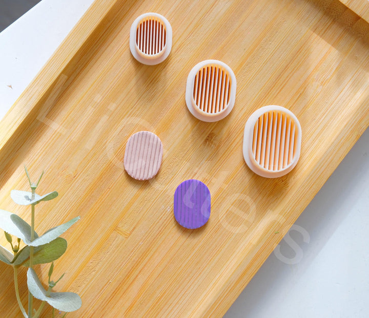 Oval Geometric Polymer Clay Cutter: Embossed Lines, Arch Earring Design