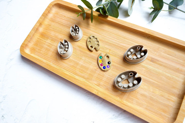 Paint Palette Clay Cutter Set for Polymer Clay | Artist Earring Supplies | Jewelry Making Tools | Acrylic Clay Cutters for Earrings