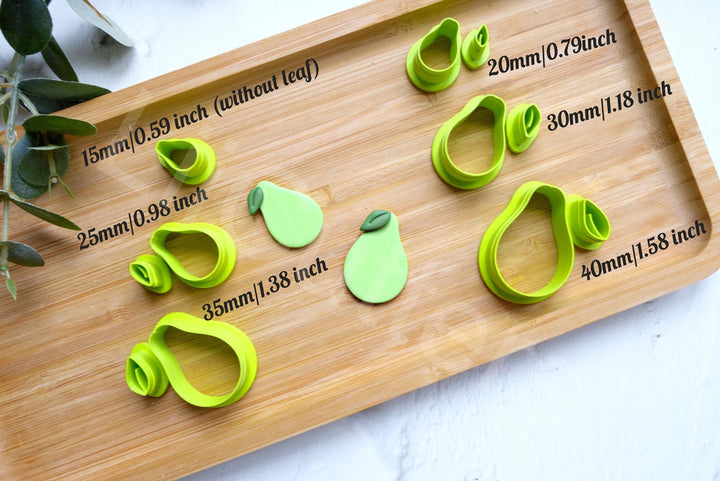 Pear Polymer Clay Cutter Set: Embossed Fruit Earring Cutters