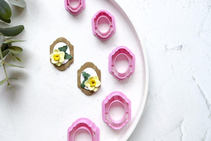 Photo Frame Polymer Clay Cutters: Embossed Scallop Edge, 5 Sizes
