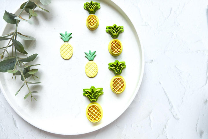 Pineapple Clay Cutter Set: Embossed Polymer Clay Cutters