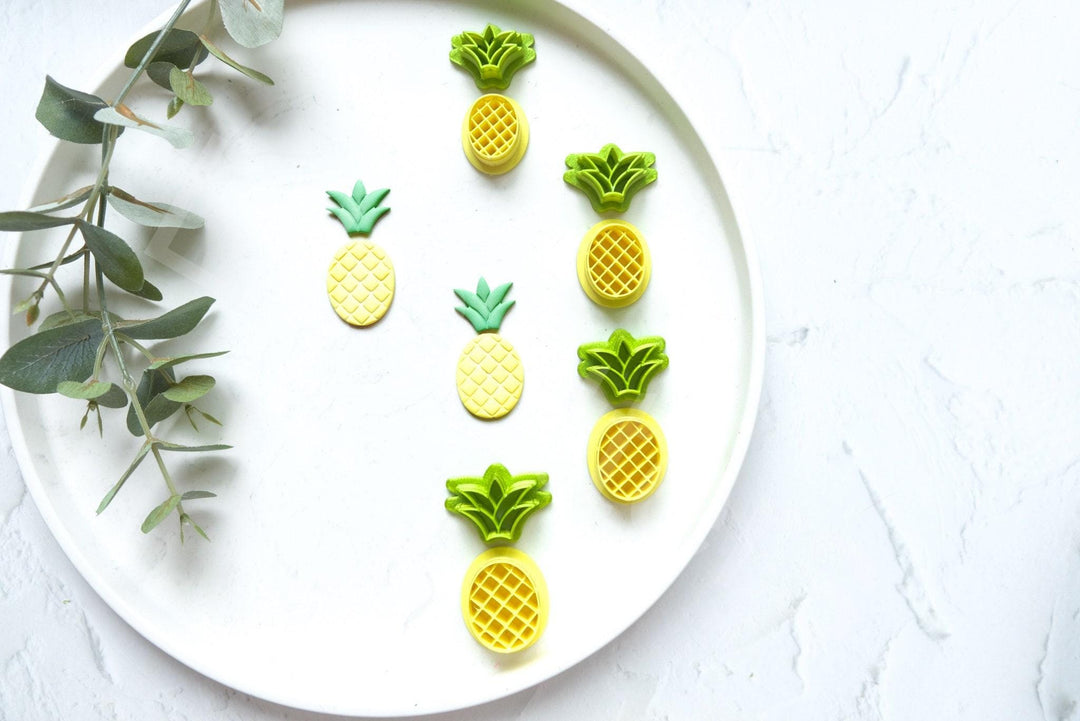 Pineapple Clay Cutter Set: Embossed Polymer Clay Cutters