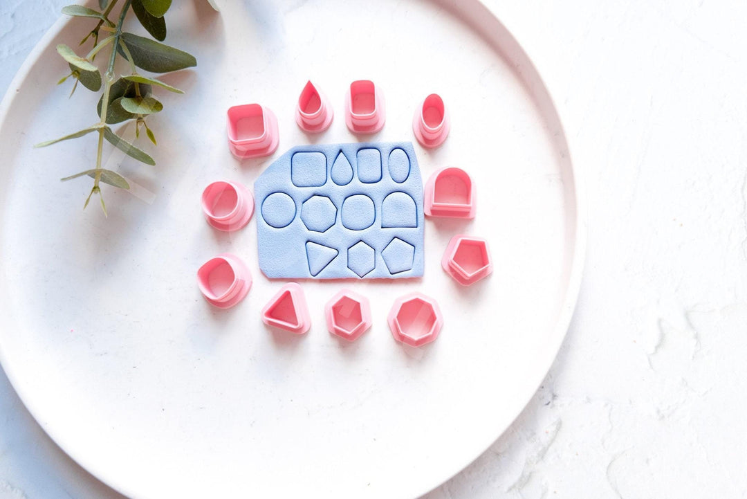Geometric Stud Earring Clay Cutters: 11pc Mini Shape Set