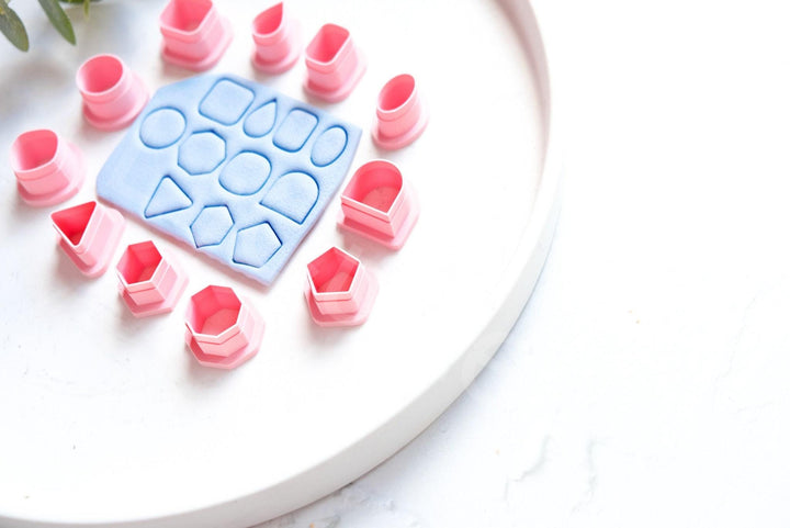 Geometric Stud Earring Clay Cutters: 11pc Mini Shape Set