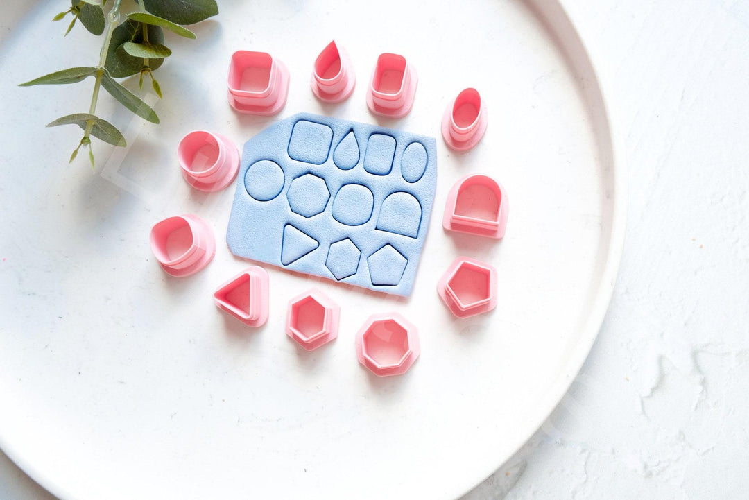 Geometric Stud Earring Clay Cutters: 11pc Mini Shape Set