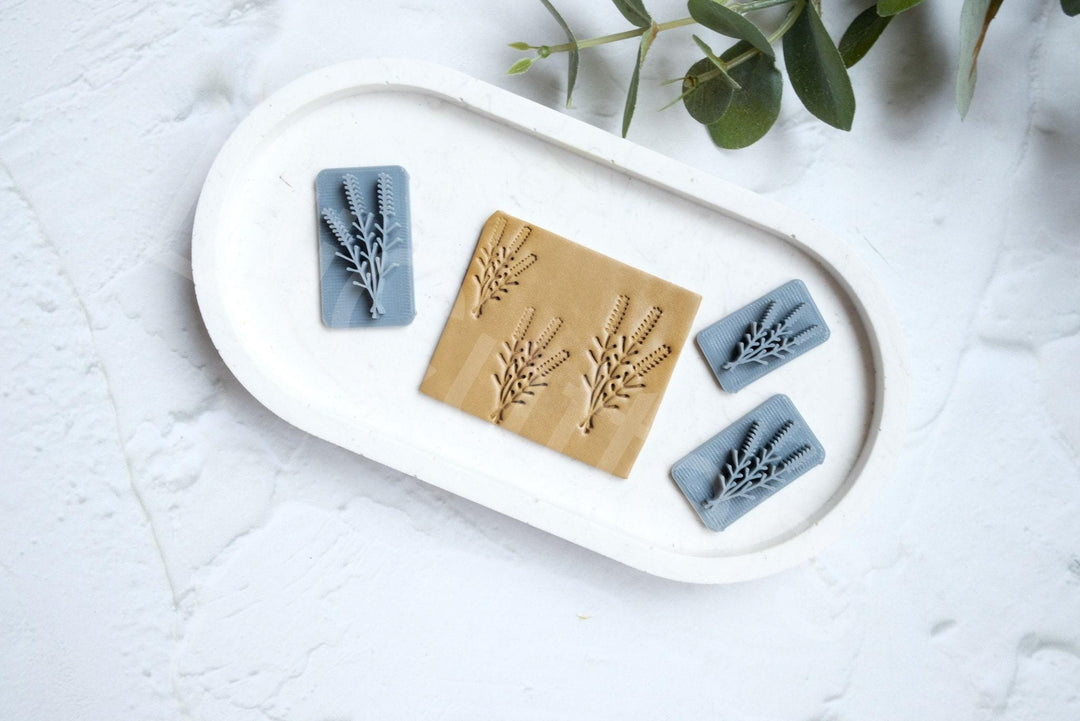 Floral Polymer Clay Stamp: Wheat & Flower Texture, Earring Making