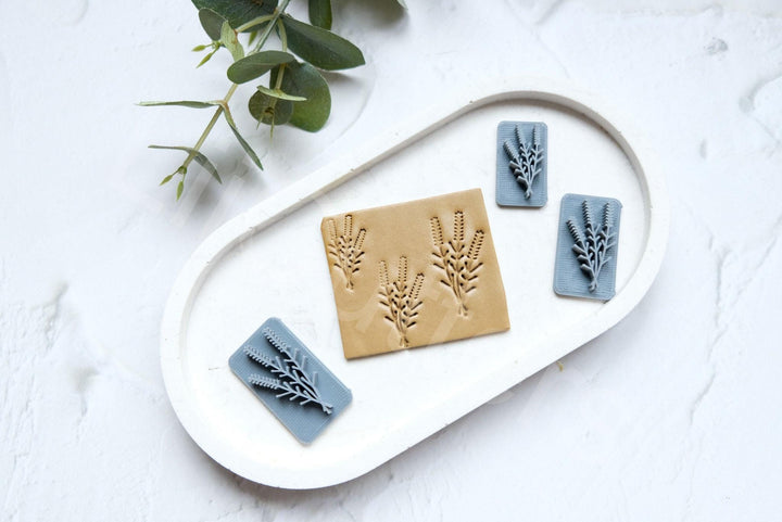 Floral Polymer Clay Stamp: Wheat & Flower Texture, Earring Making