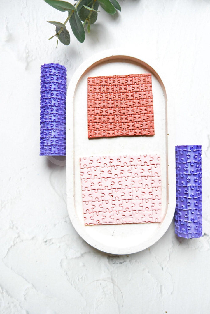 Jigsaw Puzzle Polymer Clay Texture Roller: Seamless Pattern
