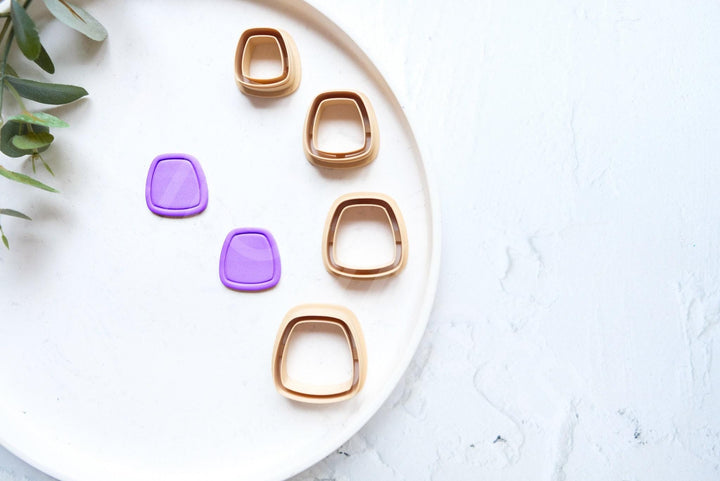 Polygon Polymer Clay Cutter Set: Embossed Geometric Earring Cutters