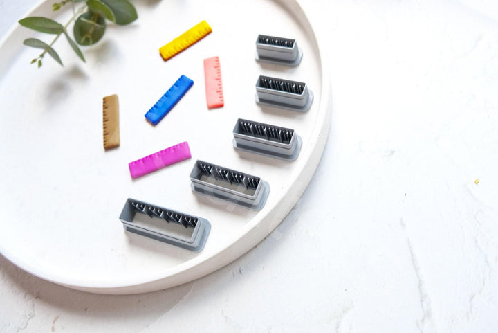 Ruler Clay Cutter Set: Embossed Polymer Clay Earring Cutters