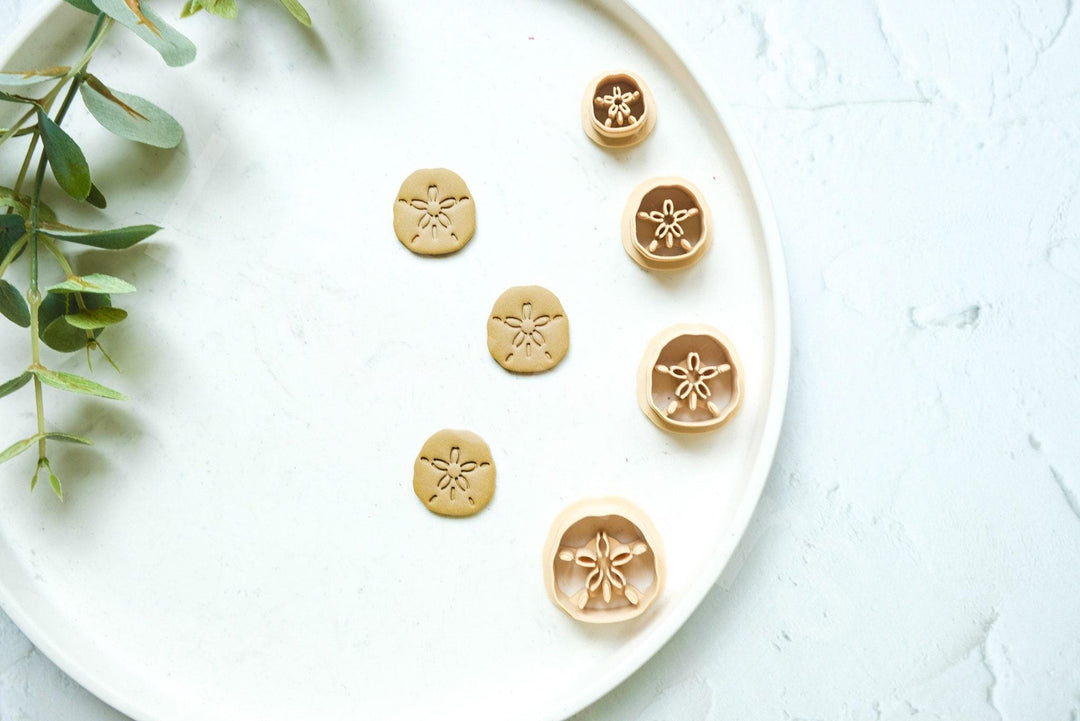 Sand Dollar Polymer Clay Cutter: Embossed Sea Star Stamp, Earring Tool
