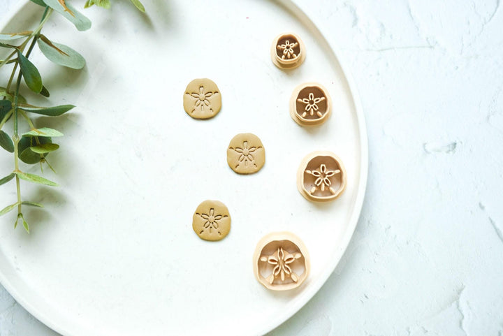 Sand Dollar Polymer Clay Cutter: Embossed Sea Star Stamp, Earring Tool