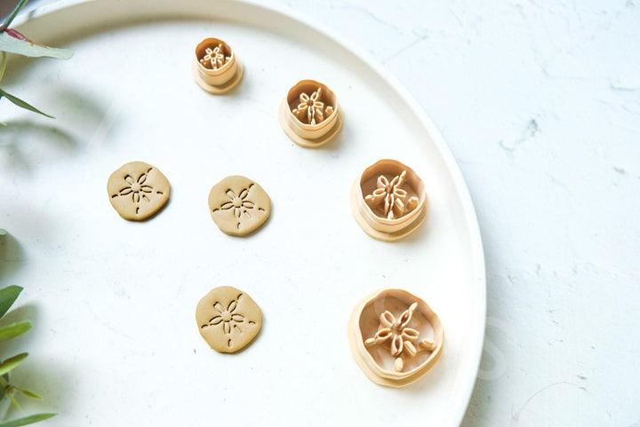 Sand Dollar Polymer Clay Cutter: Embossed Sea Star Stamp, Earring Tool