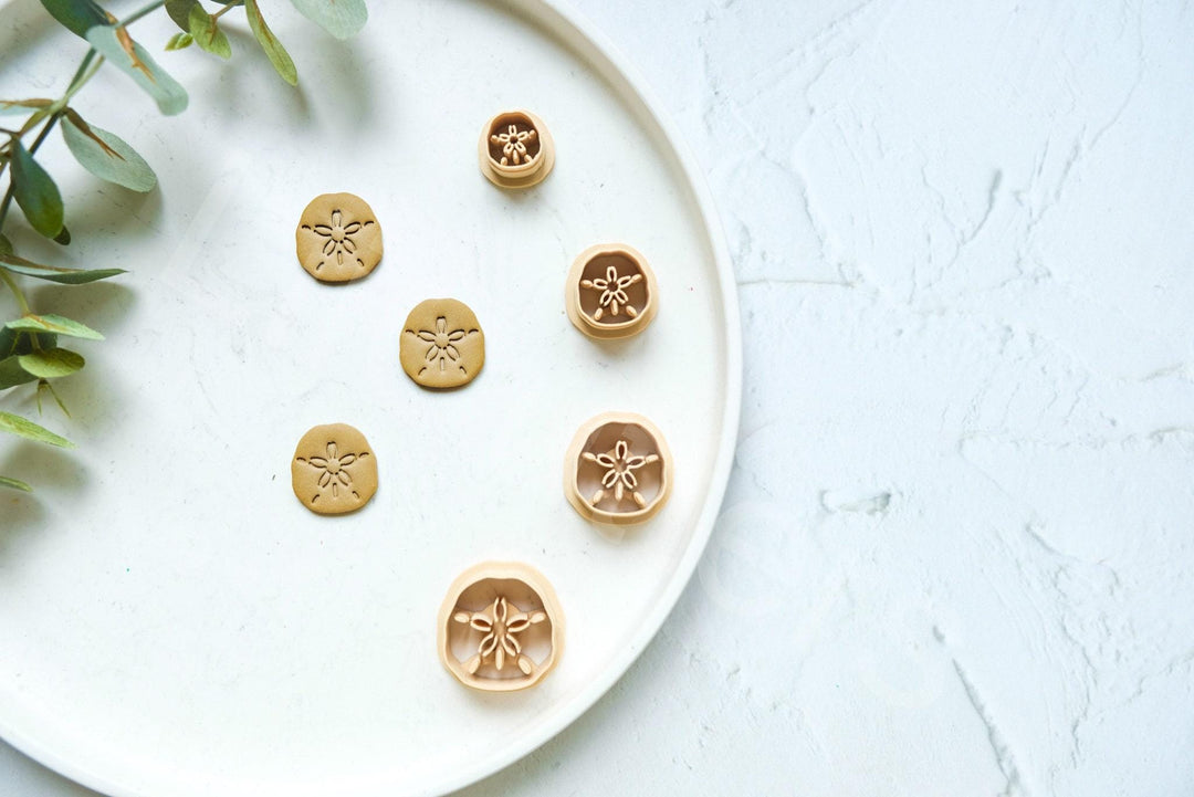 Sand Dollar Polymer Clay Cutter: Embossed Sea Star Stamp, Earring Tool