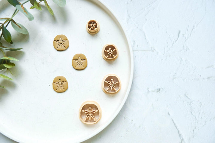 Sand Dollar Polymer Clay Cutter: Embossed Sea Star Stamp, Earring Tool