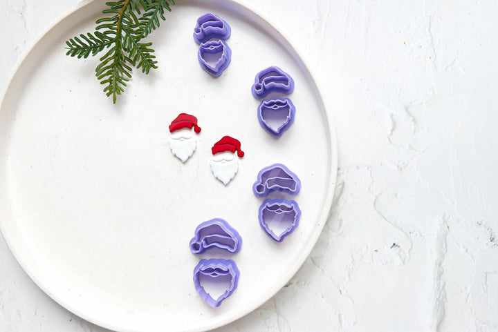 Santa Polymer Clay Cutter Set: Christmas Gnome, Hat, Beard (30-45mm)