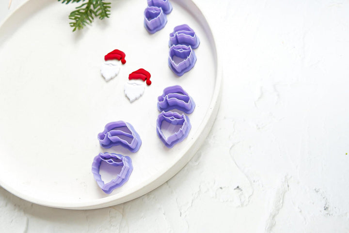 Santa Polymer Clay Cutter Set: Christmas Gnome, Hat, Beard (30-45mm)