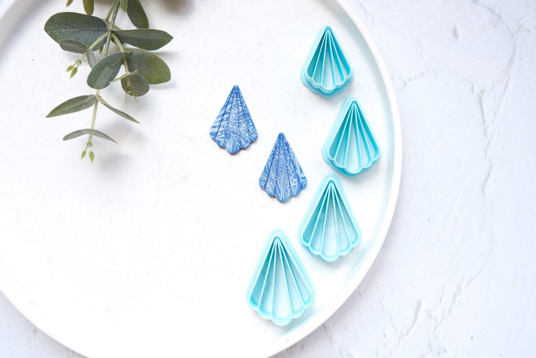 Scallop Flower Polymer Clay Cutter: Embossed Leaf Earring Design