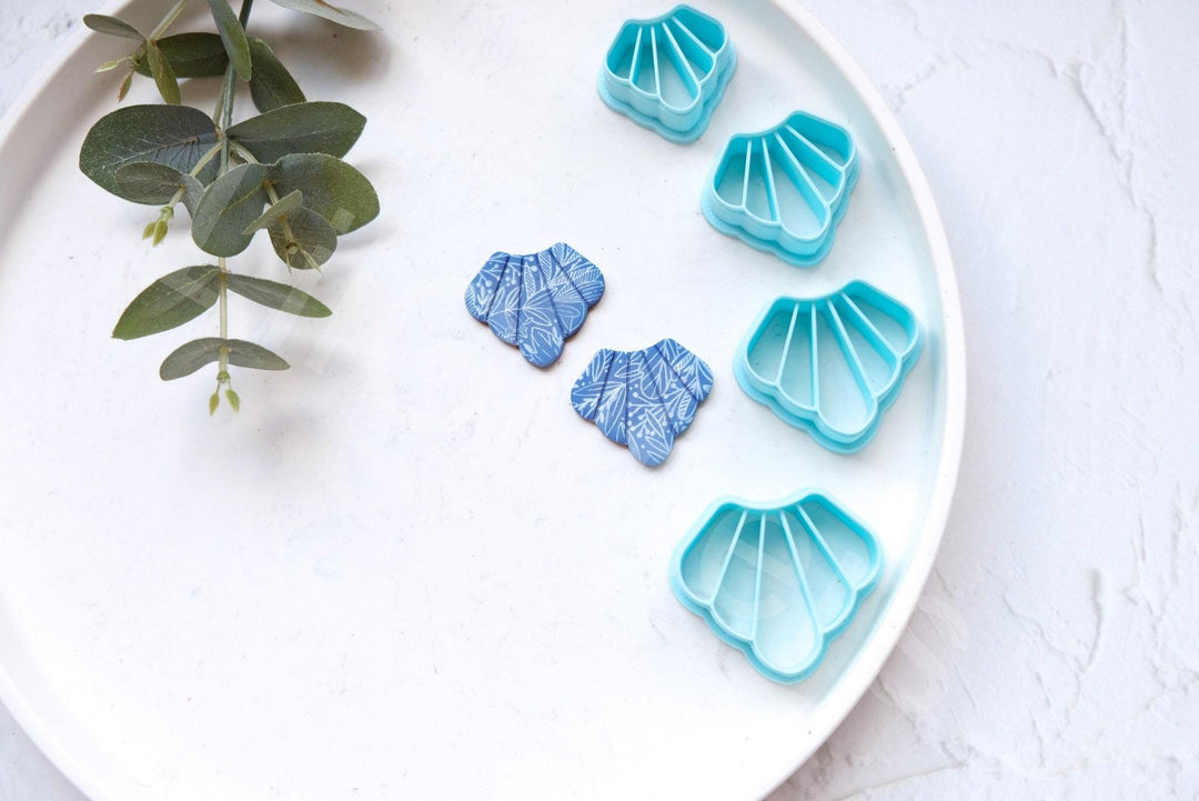 Scallop Polymer Clay Cutter: Embossed Leaf Earring DIY (30-45mm)