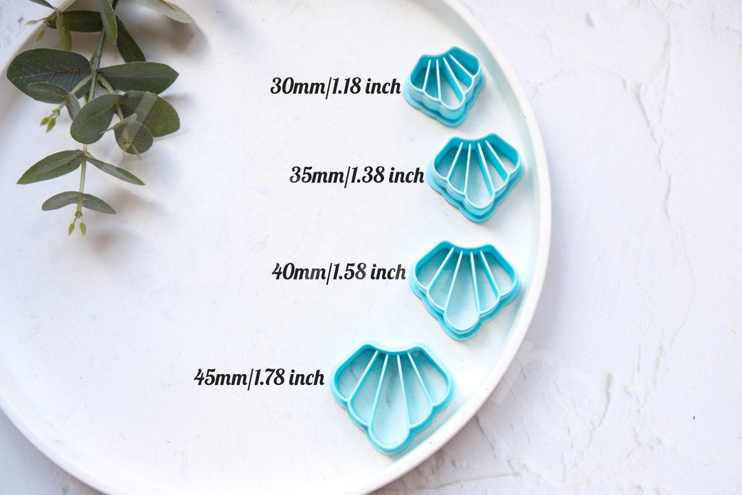 Scallop Polymer Clay Cutter: Embossed Leaf Earring DIY (30-45mm)