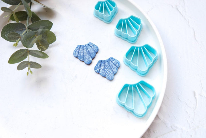 Scallop Polymer Clay Cutter: Embossed Leaf Earring DIY (30-45mm)