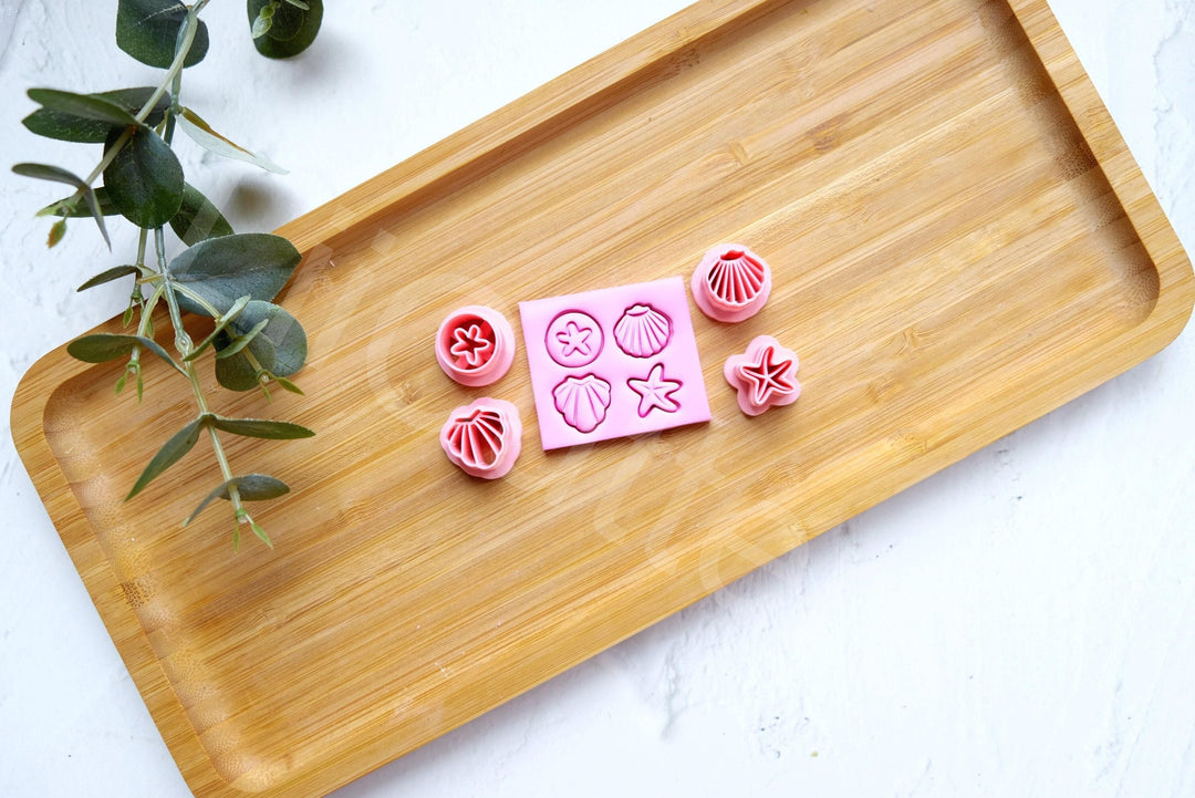 Sea Stud Polymer Clay Cutter Set: Beach Theme, Shell, Starfish (15mm)
