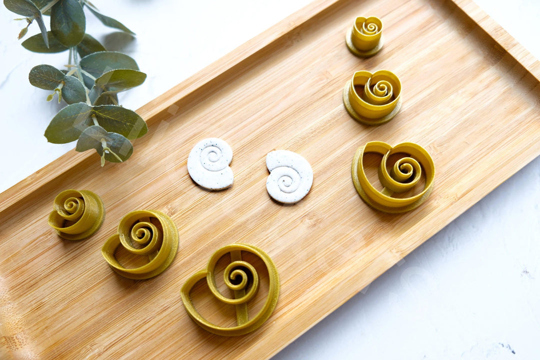 Shell Polymer Clay Cutter Set: Snail, Scallop, Sea Earrings - 6 Sizes