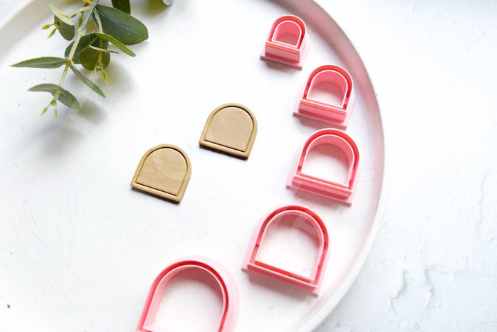 Arch Polymer Clay Cutter with Line: Embossed Scallop Earring Cutter