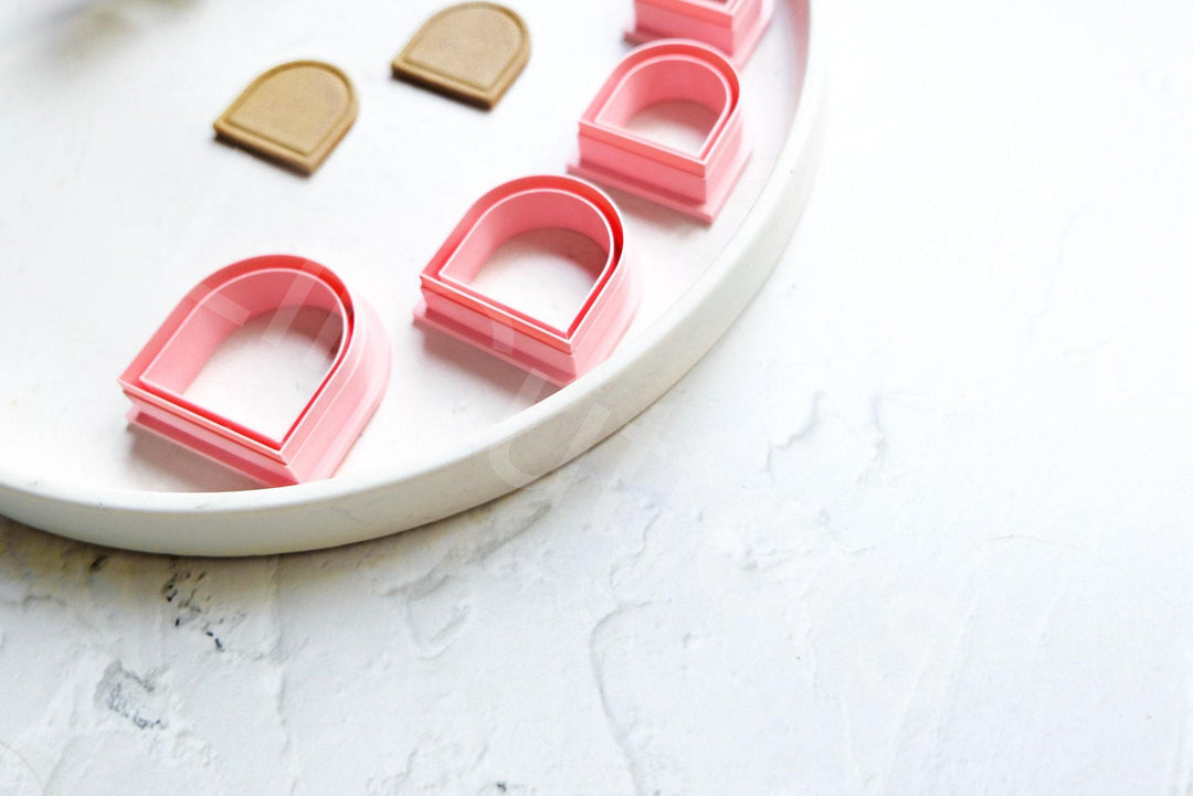 Arch Polymer Clay Cutter with Line: Embossed Scallop Earring Cutter