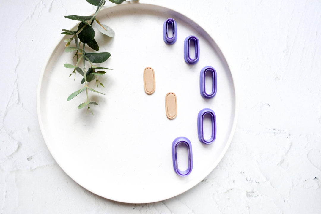Oval Polymer Clay Cutter with Embossed Lines – Arch Earring Cutter, Modern Clay Jewelry Making Tool