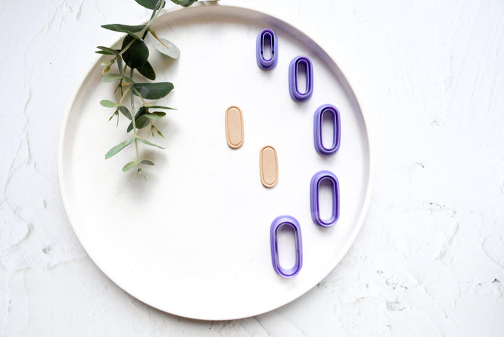 Oval Polymer Clay Cutter with Embossed Lines – Arch Earring Cutter, Modern Clay Jewelry Making Tool