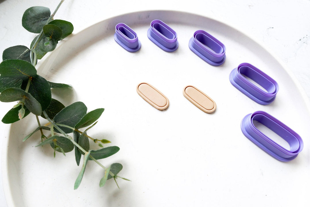 Oval Polymer Clay Cutter with Embossed Lines – Arch Earring Cutter, Modern Clay Jewelry Making Tool