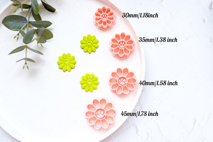 Flower Face Polymer Clay Cutter Set: Embossed Scallop Design