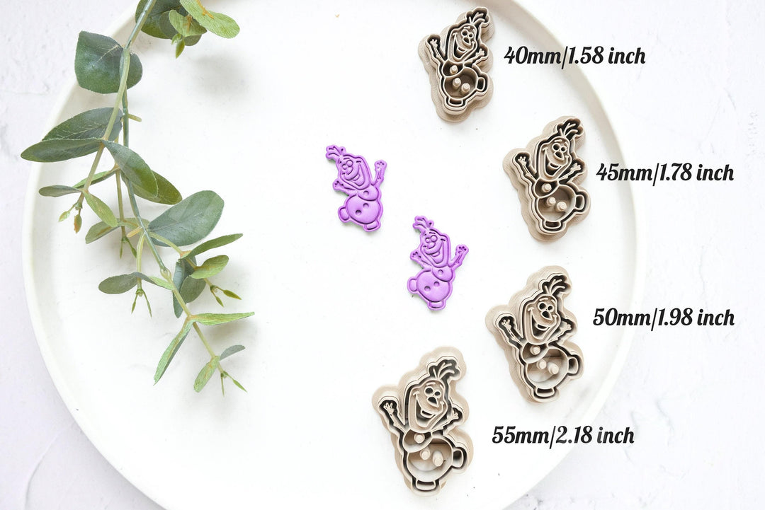 Dancing Snowman Clay Cutter Set: Polymer Clay Earrings, Cookie Fondant (40-55mm)