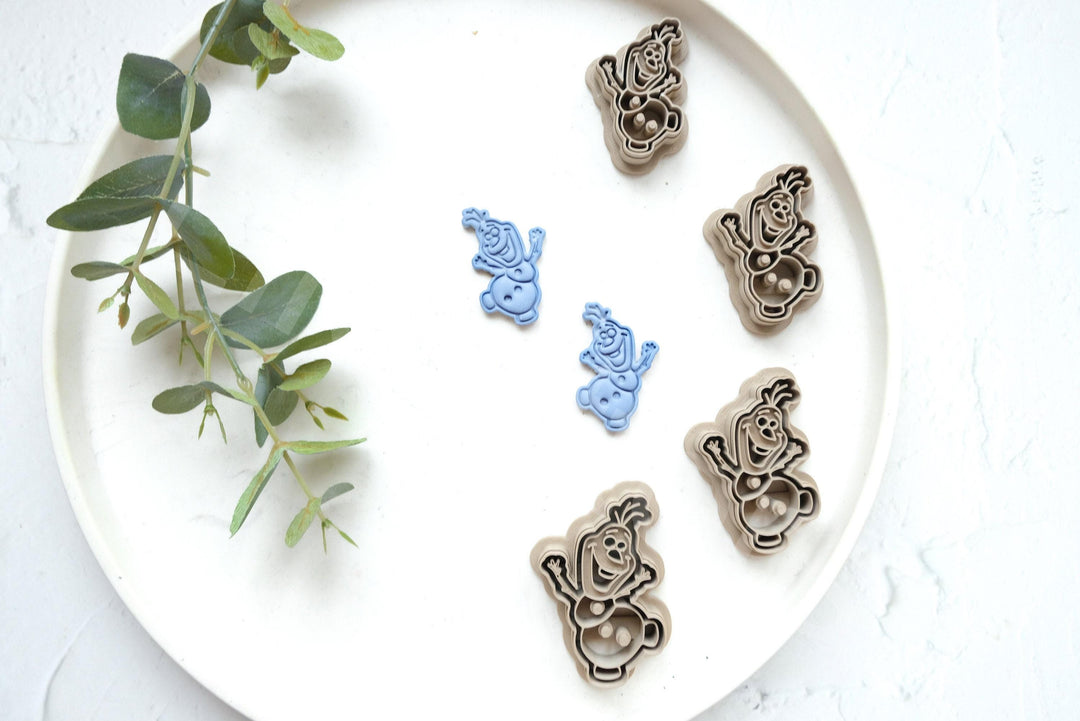 Dancing Snowman Clay Cutter Set: Polymer Clay Earrings, Cookie Fondant (40-55mm)