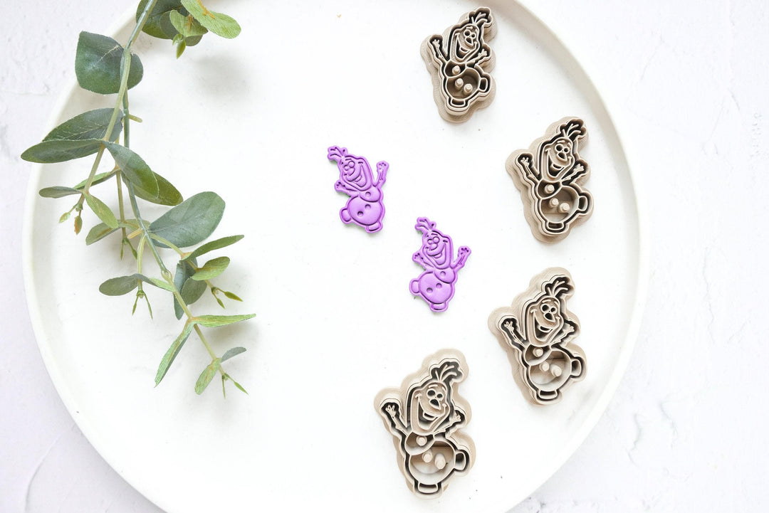 Dancing Snowman Clay Cutter Set: Polymer Clay Earrings, Cookie Fondant (40-55mm)