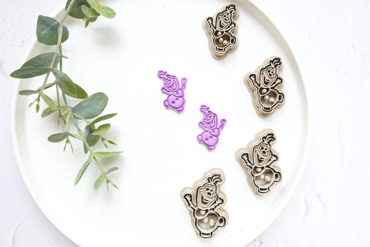 Dancing Snowman Clay Cutter Set: Polymer Clay Earrings, Cookie Fondant (40-55mm)