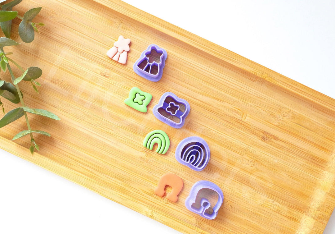 St Patricks Day Polymer Clay Cutter Set: Clover, Rainbow, Horseshoe