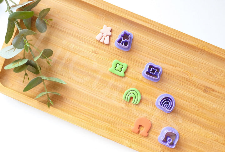 St Patricks Day Polymer Clay Cutter Set: Clover, Rainbow, Horseshoe