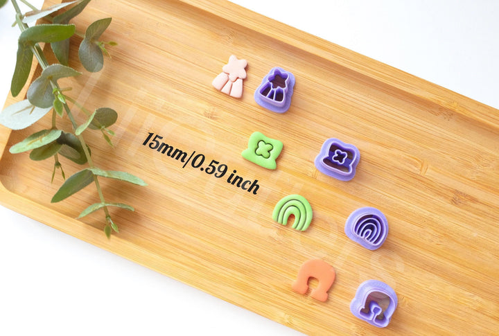 St Patricks Day Polymer Clay Cutter Set: Clover, Rainbow, Horseshoe