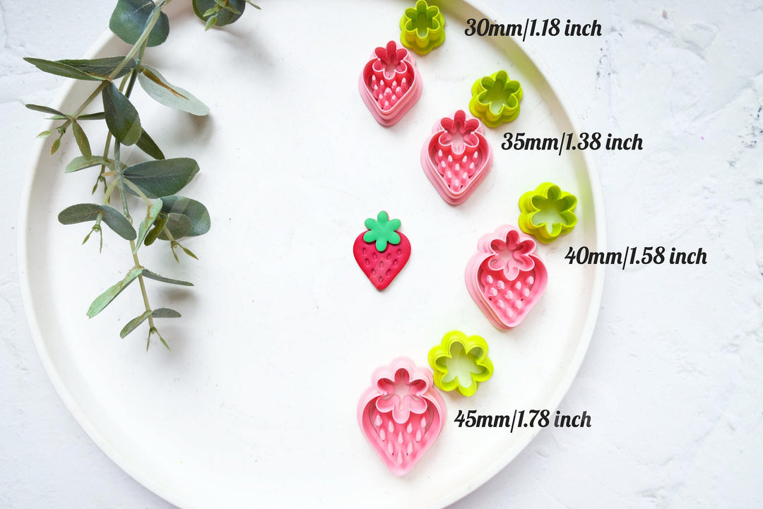Strawberry Clay Cutter Set: Polymer Clay Earring Cutters, Summer Berry Theme