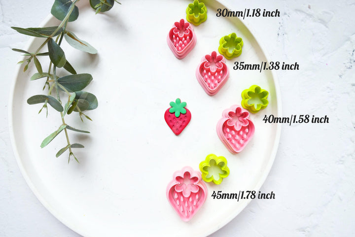 Strawberry Clay Cutter Set: Polymer Clay Earring Cutters, Summer Berry Theme