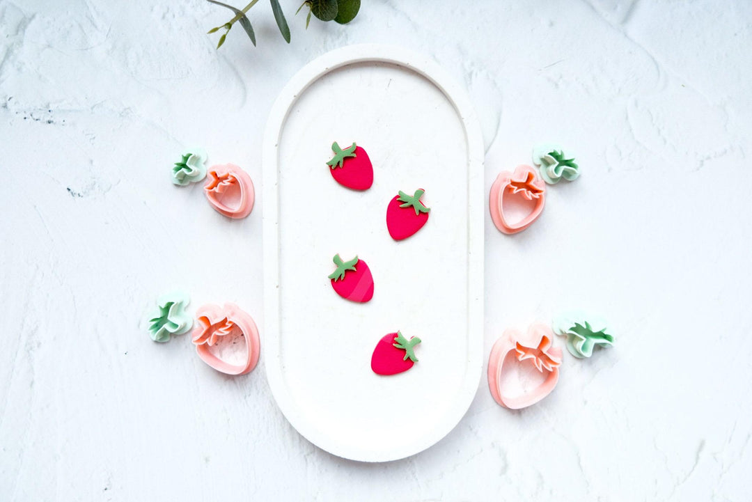 Strawberry Clay Cutter Set: Berry Earring, Food Safe PLA