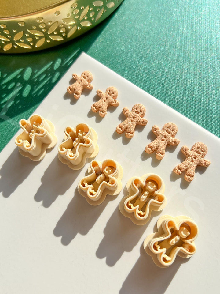 Gingerbread Man Stud Polymer Clay Cutter | Christmas Earring Cutter | Holiday Jewelry Making Tool | Gingerbread Cookie Shape Clay Cutter